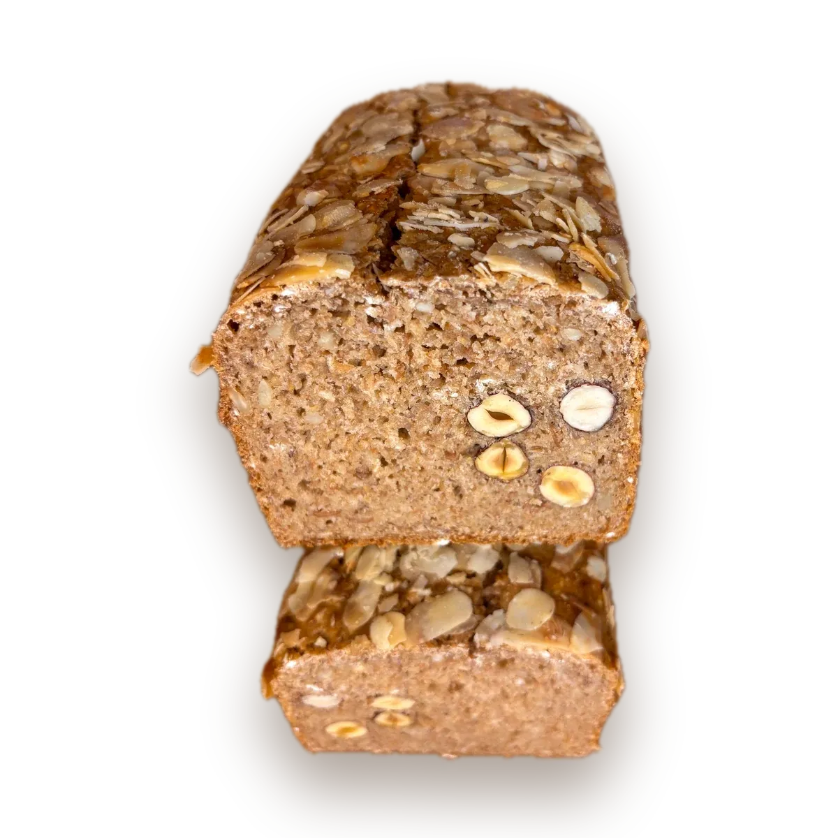 Nuss-Vollkornbrot mit sichtbaren Nussstücken in der Krume
